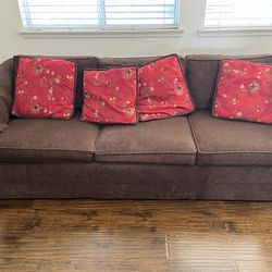 Two Brown Couches - Custom Made - With Hideaway Bed