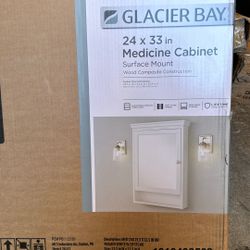 Glacier Bay 23-1/2 in. W x 32-1/2 in. H Framed Surface-Mount Bathroom Medicine Cabinet with Mirror, White