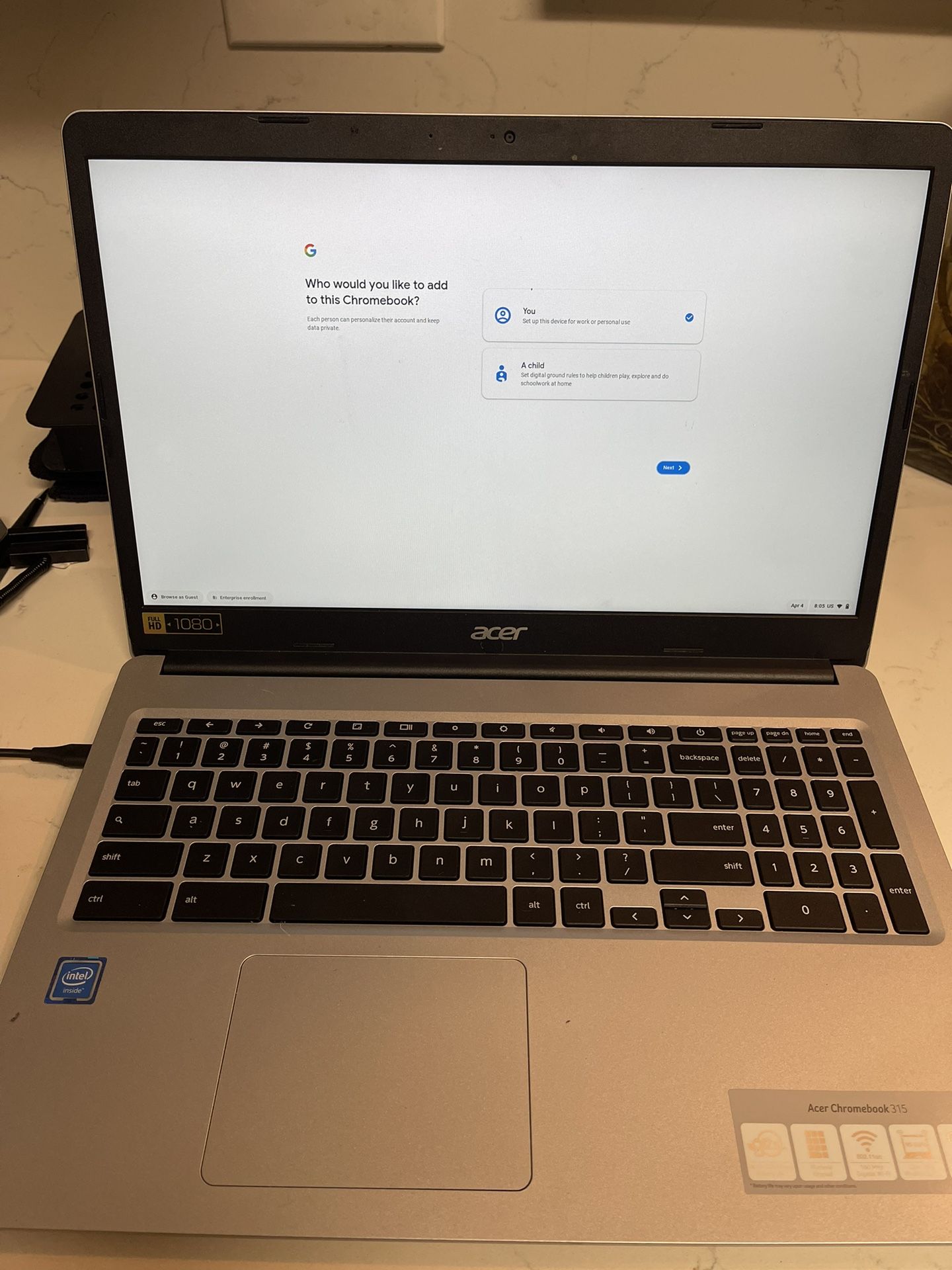 Acer 15.6” Touchscreen Chromebook 32G