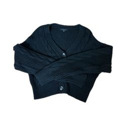 black cableknit cardigan