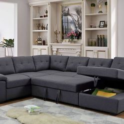 BRAND NEW SECTIONAL SLEEPER AND STORAGE COUCH SET IN ORIGINAL BOX 