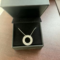 Baguette White Lab-Created Sapphire Circle Pendant in Sterling Silver $99.00 Compare