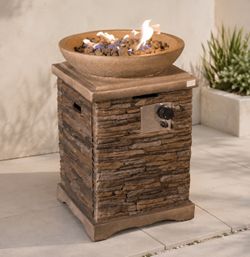 Outdoor Brown Tall Column Propane Fire Pit