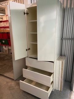 White Wardrobe Cabinet with Drawers