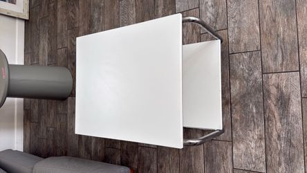 IKEA modern White Top Side Table with Chrome Frame