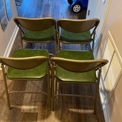 Set Of 4 Green Vinyl And Metal Samsonite Folding Chair  Thumbnail