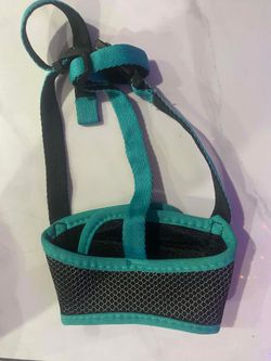 , Turquoise Black Pet Dog Muzzle – Breathable Mesh Adjustable Anti-Biting
