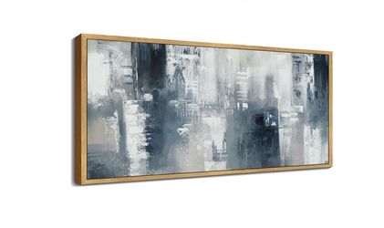 8x16 Blue and Grey Abstract Framed Wall Art