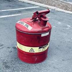 Vintage 5 Gallon Metal Gas Can From 1950’s