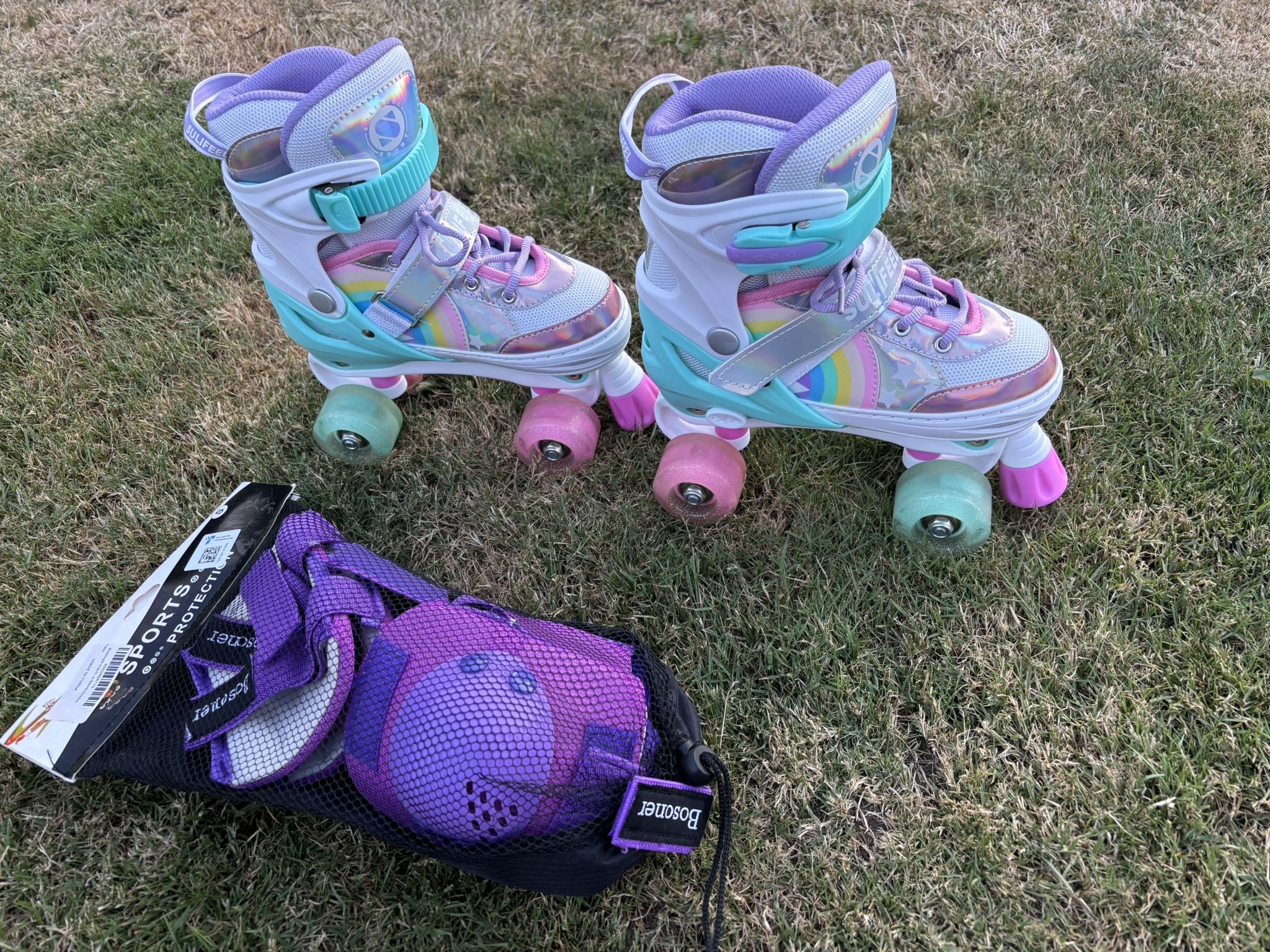 Only Used Once- Girls Roller Skates & Pads