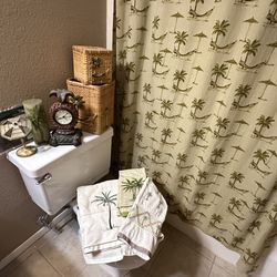 Palm Tree Tropical Tropical Bathroom Set