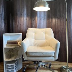 modern study set (memory foam desk chair, brass lamp, corner shelf)