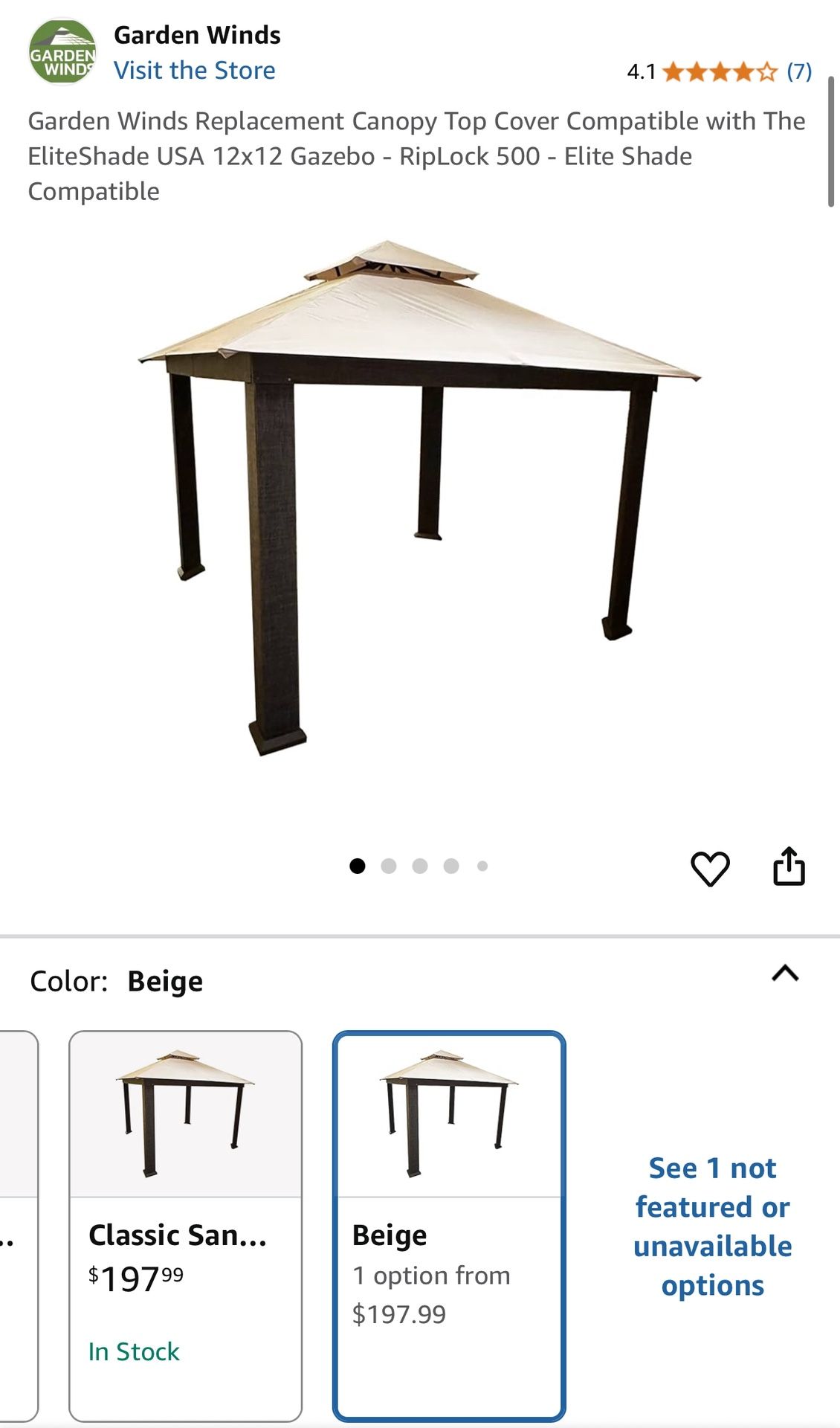 12x12 Gazebo Replacement Canopy Top (Beige) – Garden Winds RipLock 500