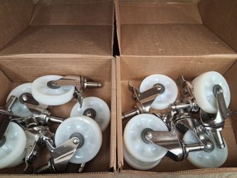 Stainless Steel Swivel Caster Wheels with Brakes – Lot