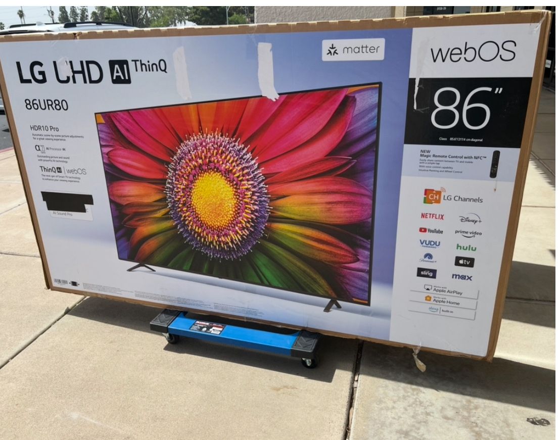86 TV LG 4K smart HDTV $55 down on financing for delivery six month warranty