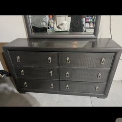 Gray Dresser With Mirror