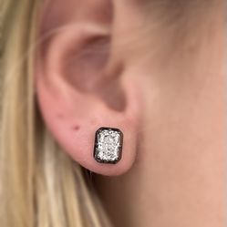 2.09 carat radiant cut black rhodium lab diamond stud earrings 