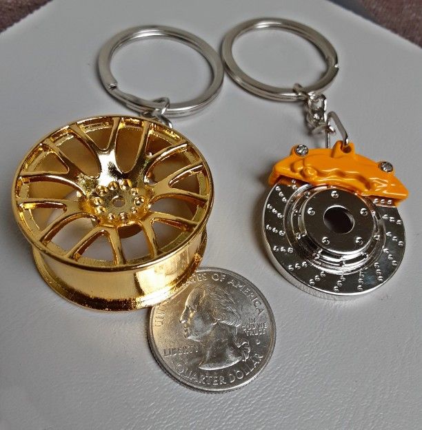 Brake Disc And Wheel Keychains Lot Of 2