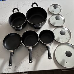 9 piece Dark Brown Non-Stick Cookware Set