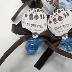 Un Vaquerito Viene En Camino Baby Shower Pacifiers Guest Favor Necklaces 