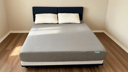 Siena Queen Memory Foam Mattress with Blue Wood Bed Frame - Like New - Austin, TX