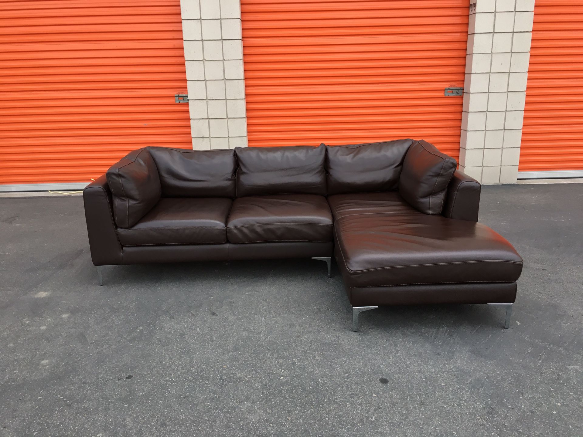 Design Within Reach, Italian Leather Sofa with Chaise