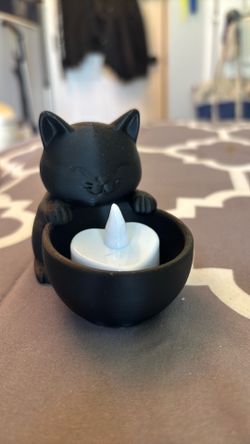 Black cat 3-D printed tea light holder Black cat 3-D printed tealight holder
