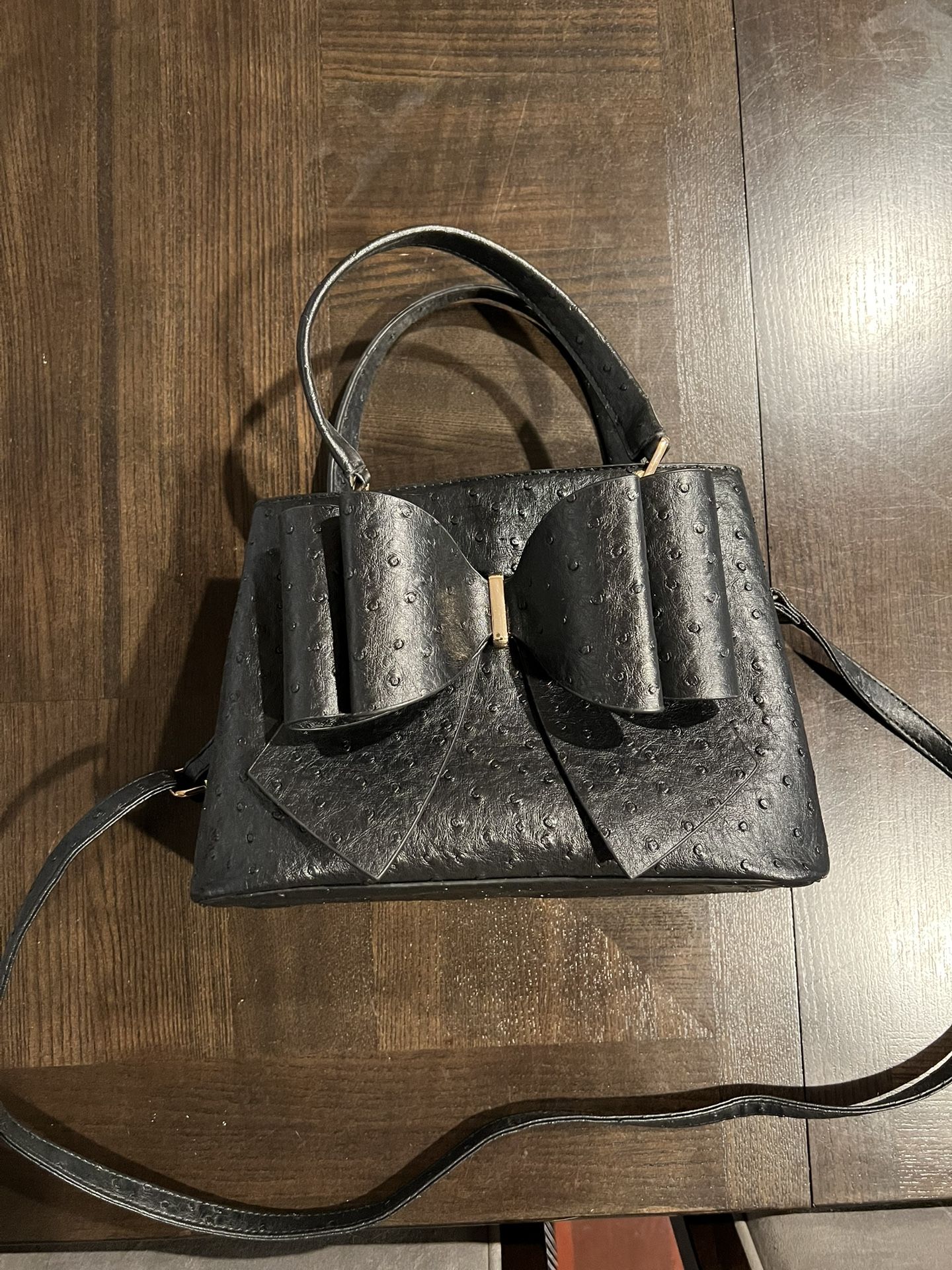 Crossi Big Black Bow Bag - Jenna Bow Vegan Crossbody Satchel