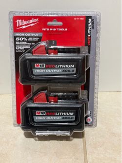 M18 18-Volt Lithium-Ion High Output 6.0Ah Battery Pack (2-Pack)