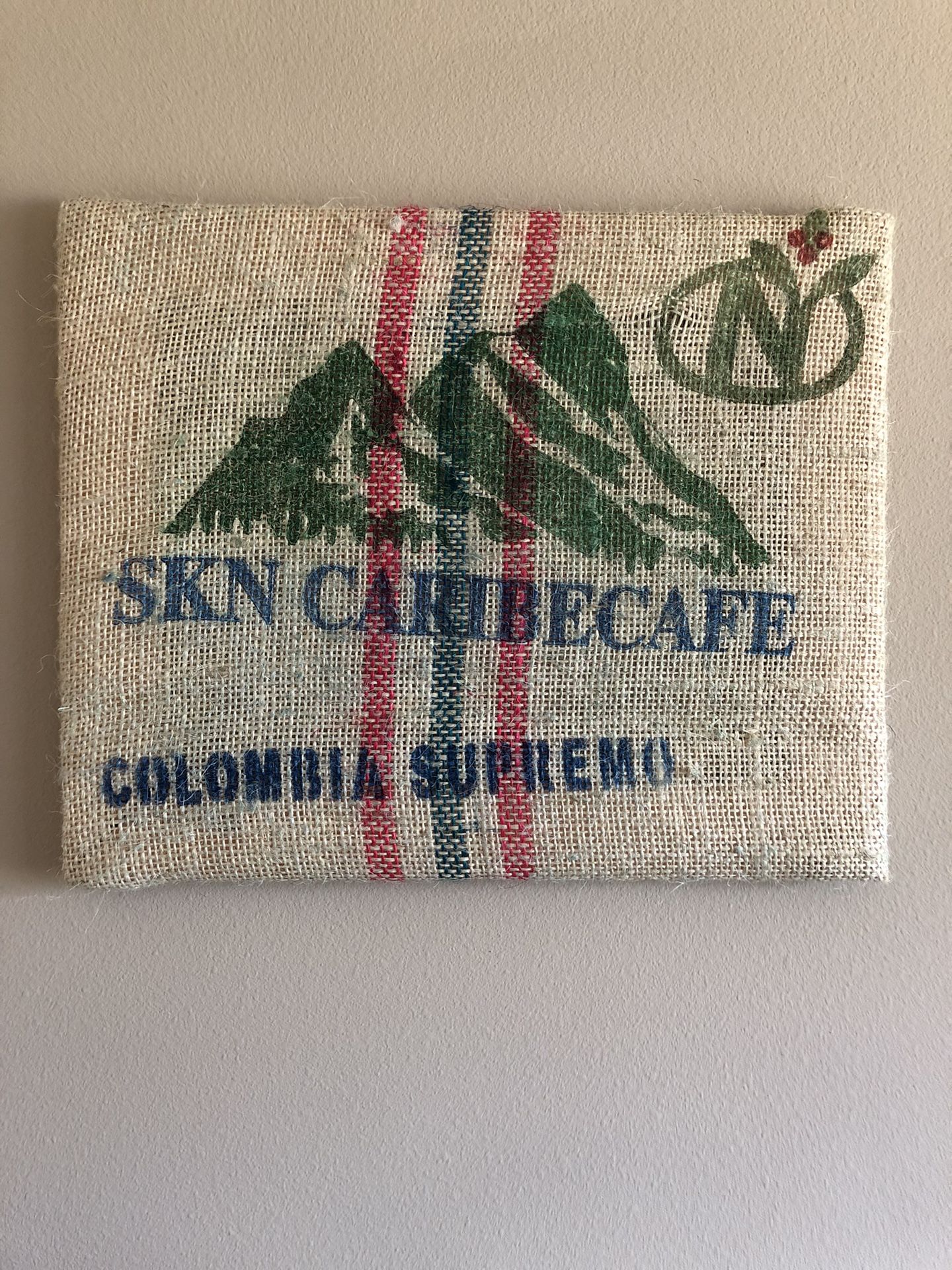 Framed Burlap Coffee Bag Colombia