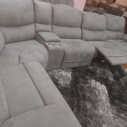 *Limited Inventory!!!*---Comfy Alejandra Gray Microfiber Reclining Sectional Sofas---Now $1399!!!---Delivery/Financing Available🤠