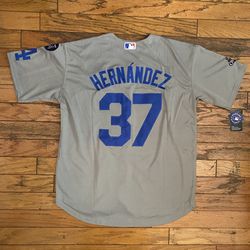 Grey And White Teoscar Hernandez Dodgers Works Series Jersey