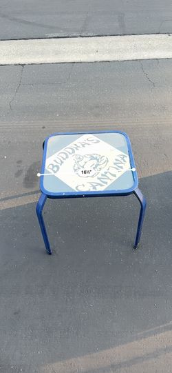 Small Custom Painted Glass Top Table 