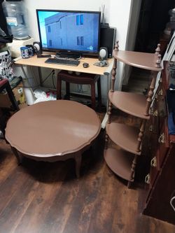 36"  Round  Coffee  Table   +   45"  High  Corner  Shelf