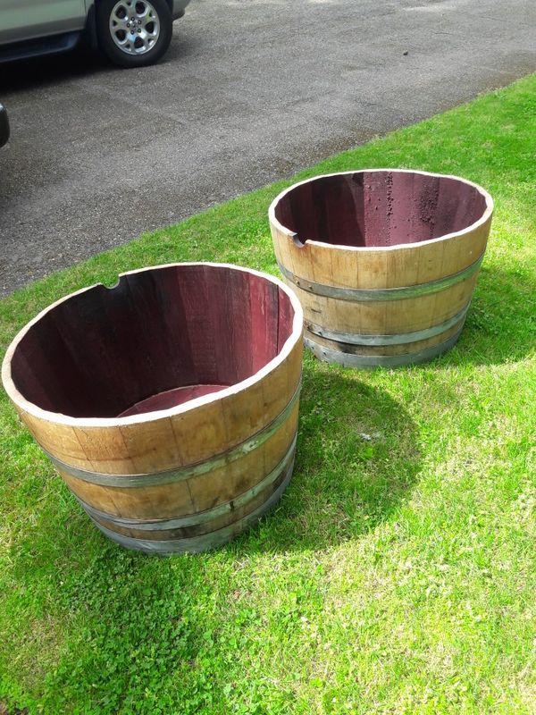 Half wine barrels Please read entire ad delivery available for Sale in