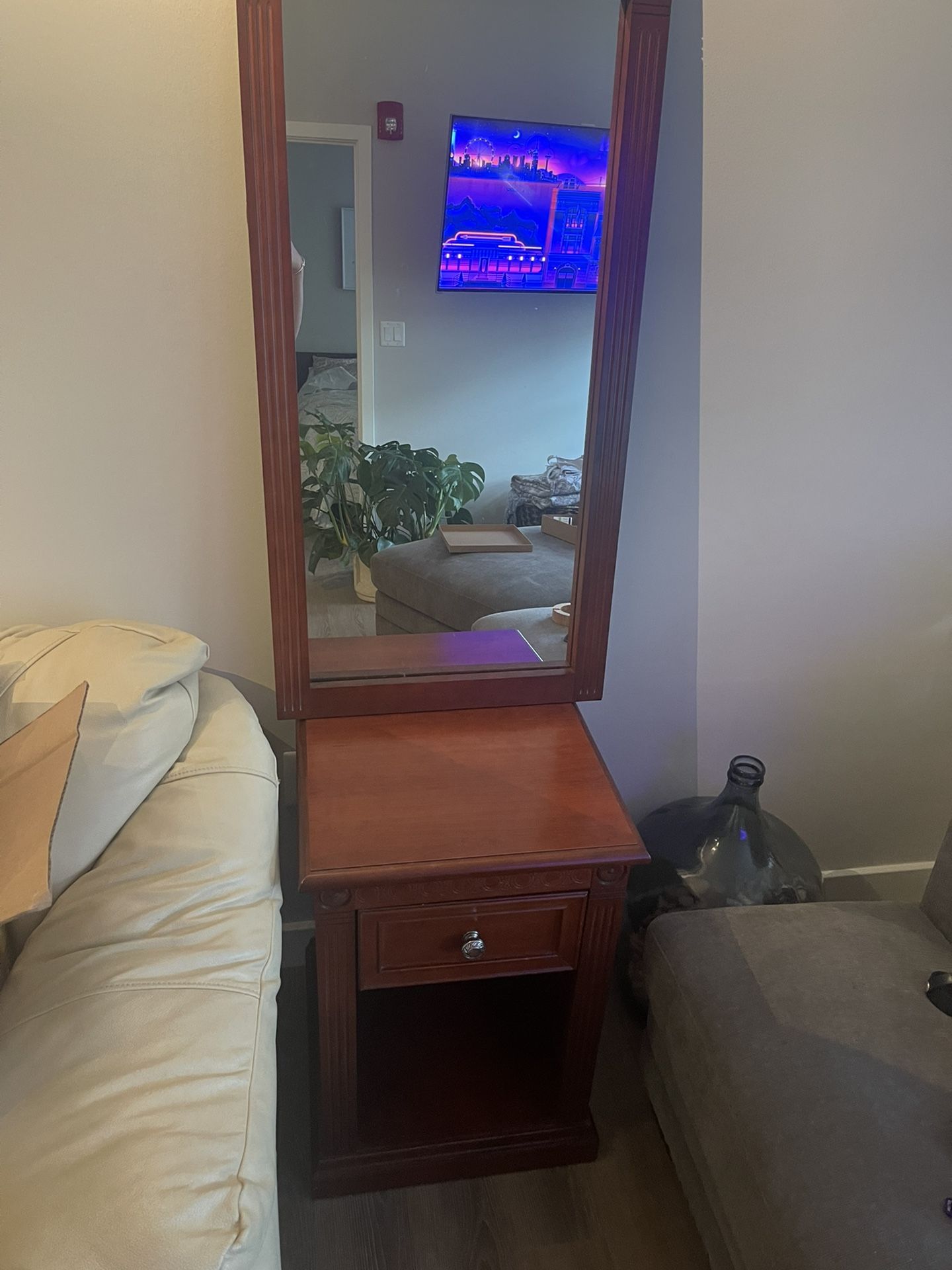 Mahogany Side Table with Matching Mirror