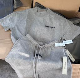 Fear of God Essentials Grey T-Shirt and Shorts Set
