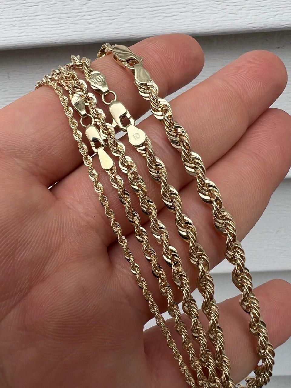 14k  Yellow Gold HOLLOW Rope Chain Necklace (1.5mm-4.5mm)
