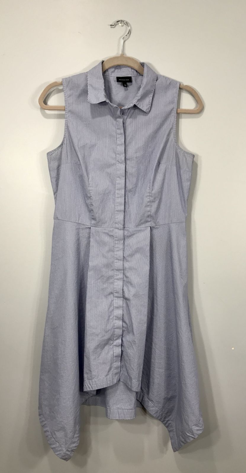 Who What Wear Asymmetrical Dress Women's Small Striped Blue & White Sleeveless