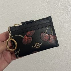 Brand New Coach Cherry Print Mini Skinny Card Case Holder Wallet