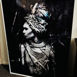 Tribal-inspired Black & White Portrait Print 48X32