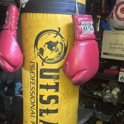Reyes gloves 16 ounces and punching bag