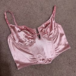 New large satin rose corset buster top crop blouse tank top lingerie