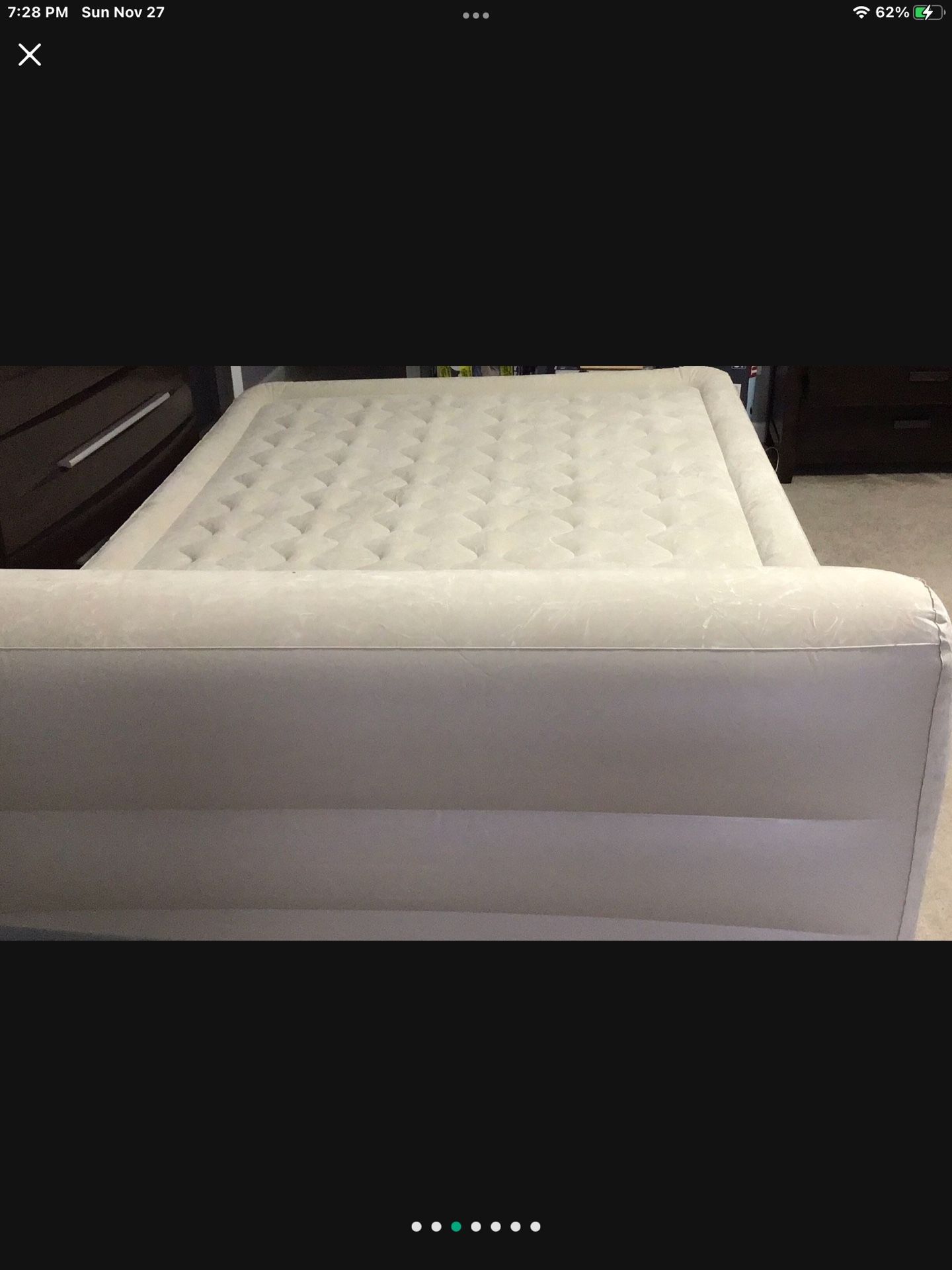 New Open Box Intex Dura Beam Plush Beige Top Air Mattress With Headboard Queen 18” Height