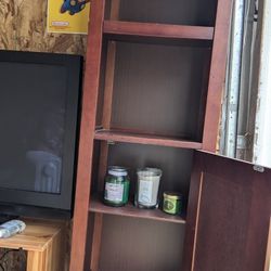 brown storage cabinet or shelf