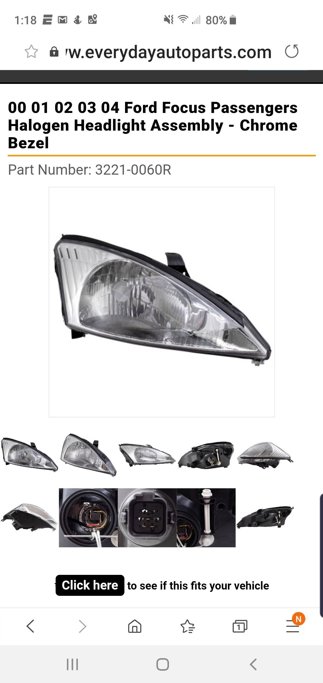 Ford focus 2002 passager headlight assembly