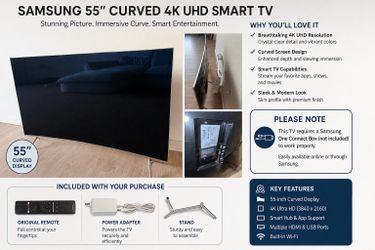 Samsung 55” Curved 4K UHD Smart TV (UN55KS8500) – Includes Remote, Power Adapter & Stand