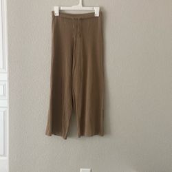 Zara Cropped Brown Flowy Wide Leg Pants - Small