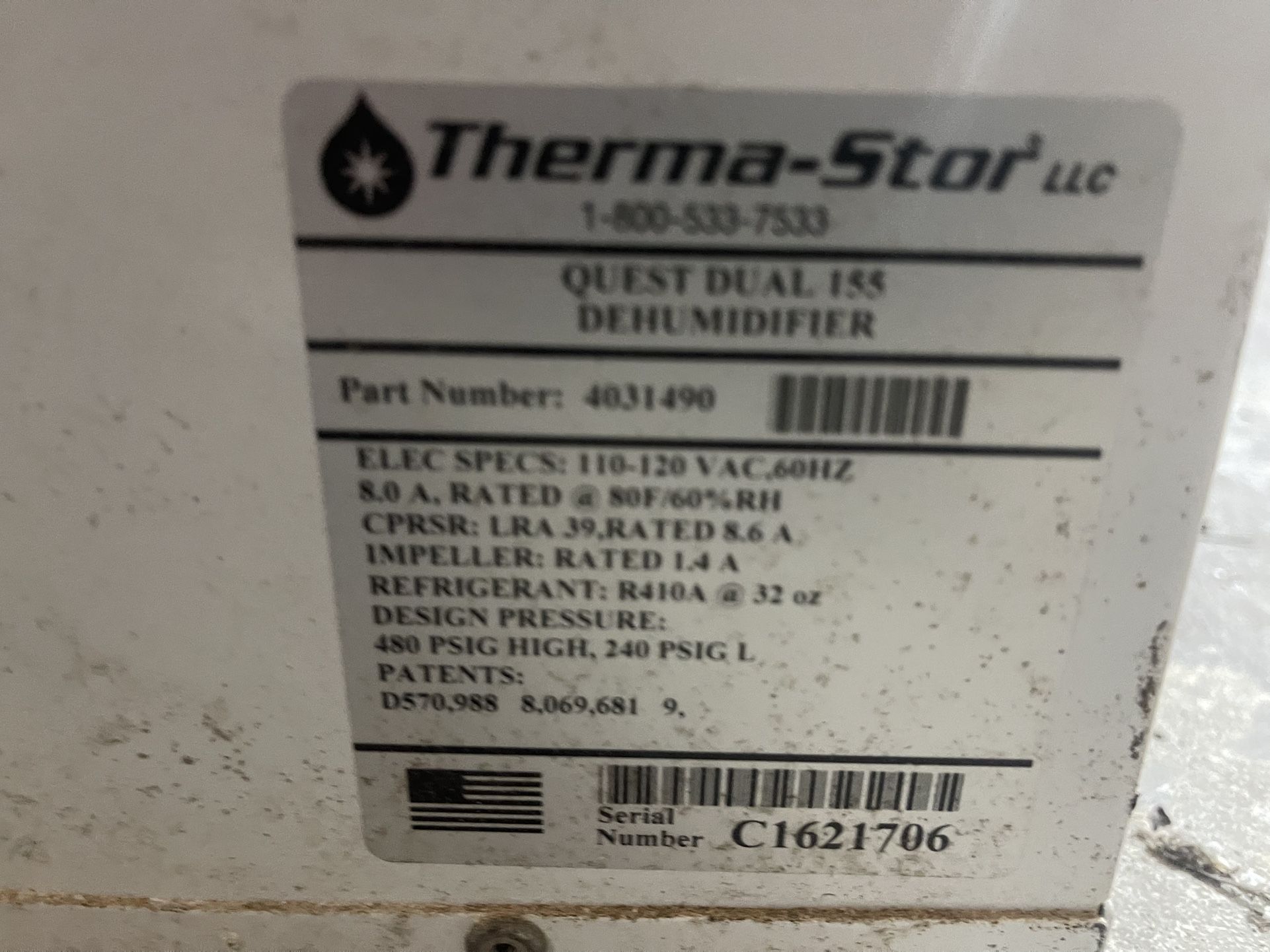 Quest Dual 155 Overhead Dehumidifier