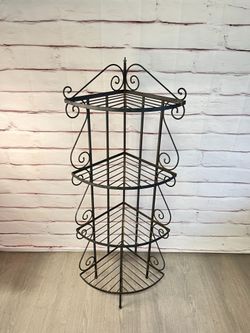 Wrought Iron Style Metal Corner Plant Stand Shelf